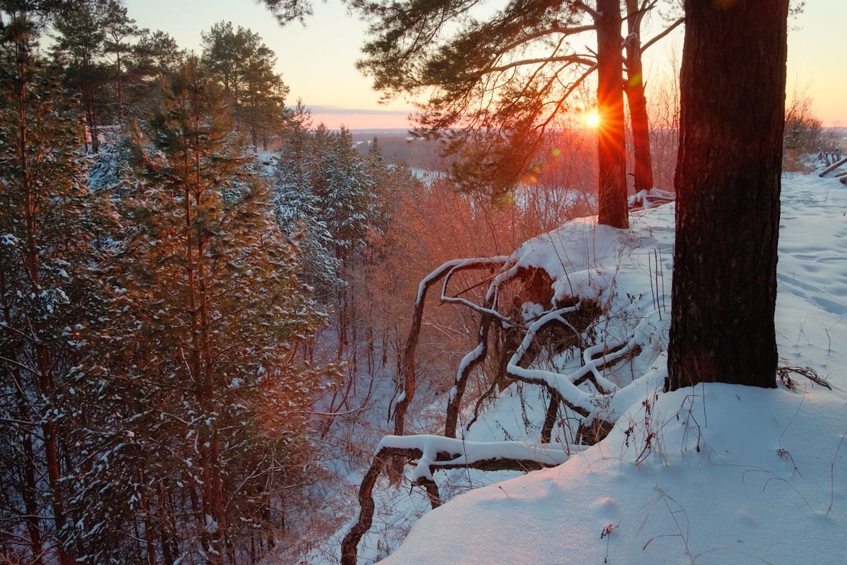 Russia, Tatarstan, river Kama near Nizhnekamsk city.