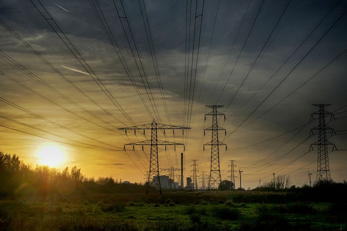 Sunset at industrial area Borssele, The Netherlands