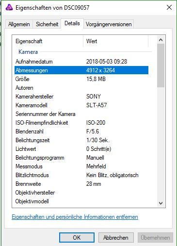 Aussagekräftige Detailansicht von Windows.