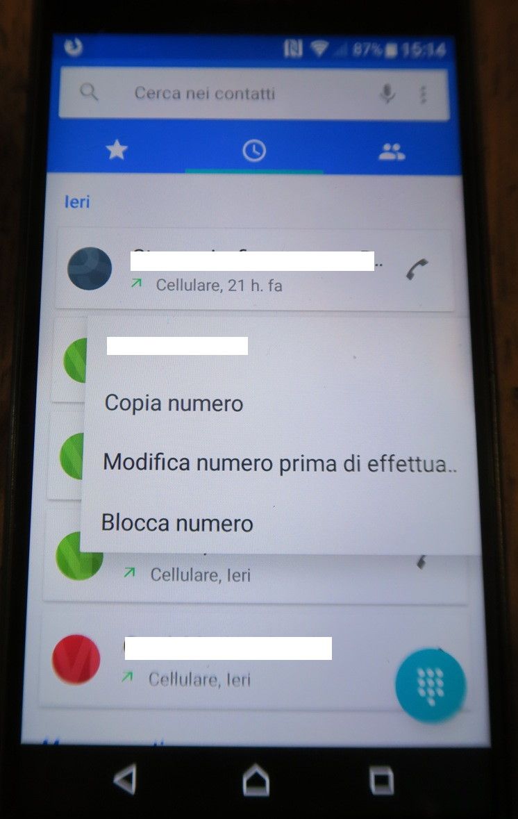 sottomenu da telefono